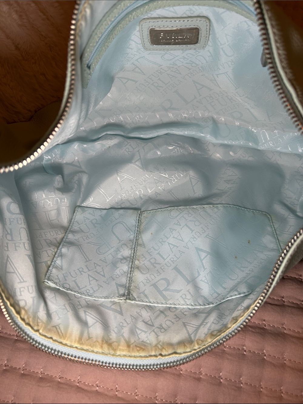 200. Furla Mint Green Pebbled Leather Hobo Bag with COA - Picture 9 of 12